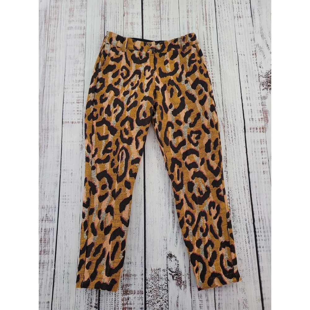 Anthropologie 34N 118W Leopard Print Jacquard Ankle Pants Women's Size 0